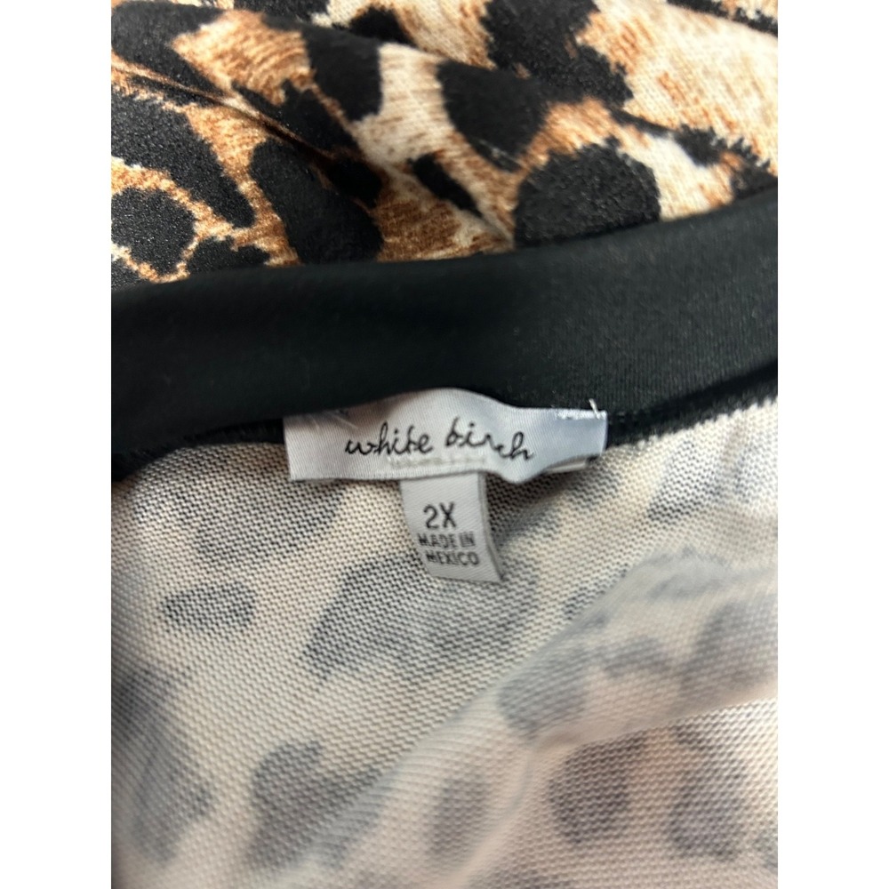 EUC White Birch Tunic Top 2X Black Animal Leopard Print Strappy Cold Shoulder - Picture 7 of 12